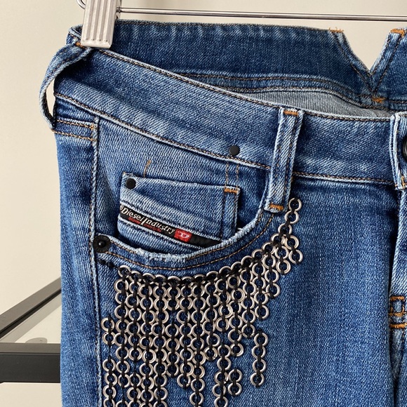 Diesel Jeans D Clayre Bootcut Low Waist Jeans with Studded Details NWT - Picture 8 of 15